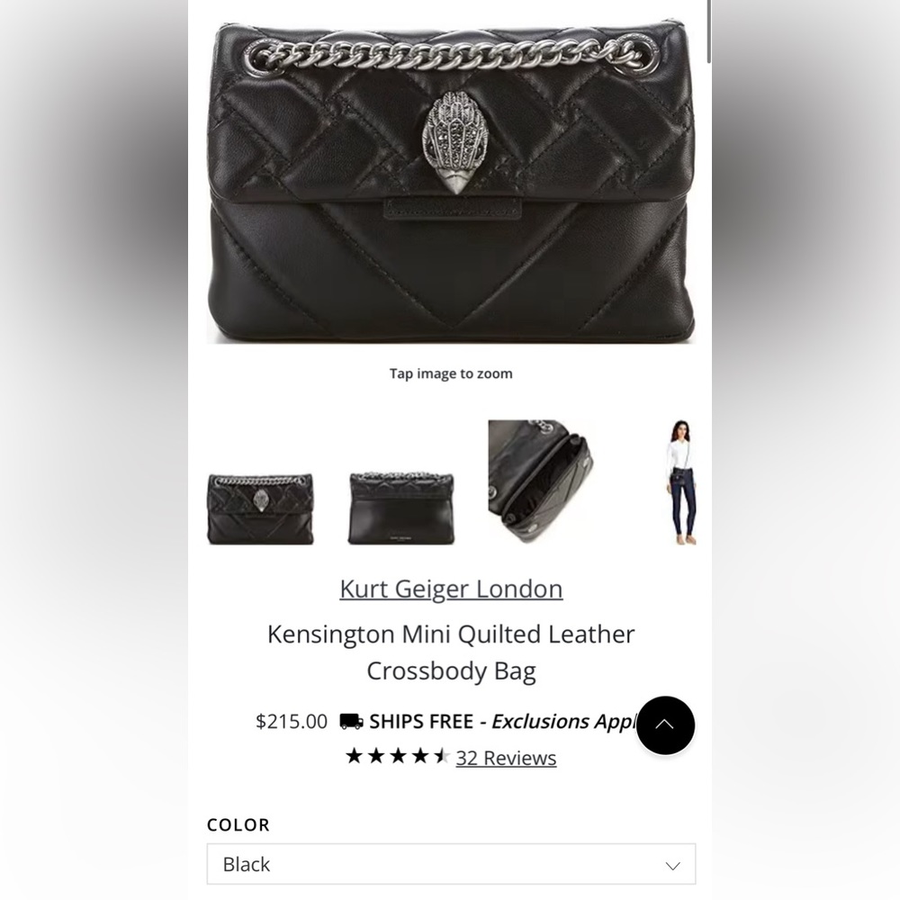 Brand new Kurt Geiger Kensington Mini Quilted Leather Crossbody Bag